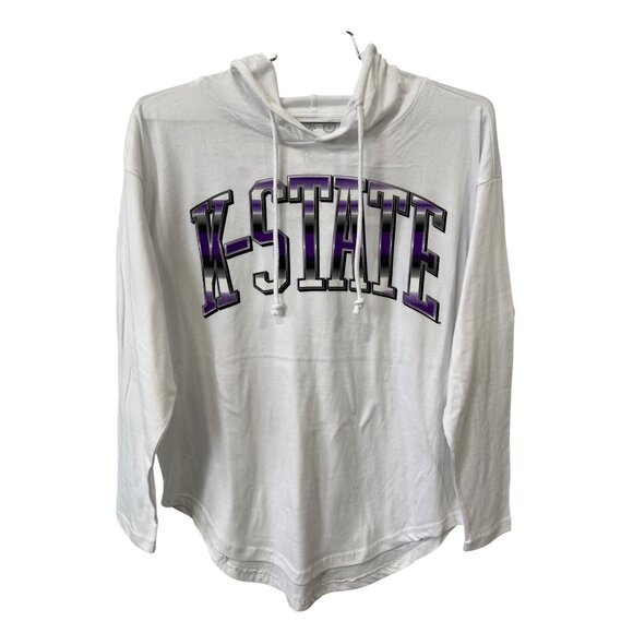 Pressbox K State Pullover Hoodie Sweatshirt Size Small White Purple College NEW - Picture 1 of 6